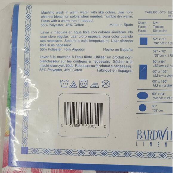 Bardwil Linens Vintage Pastel Tulip Floral Oblong Rectangular Spring Tablecloth - Picture 6 of 9